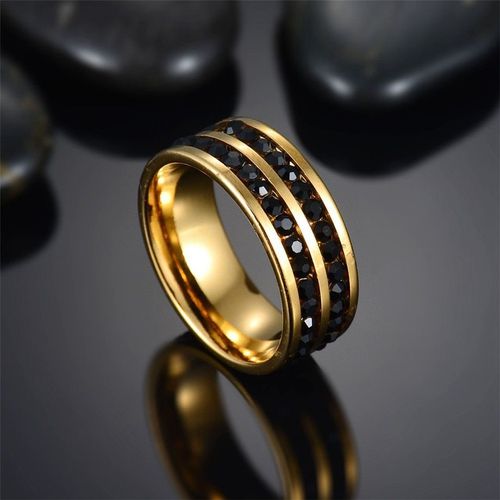 Bagues De Mariage Glacées En Strass Pour Hommes Et Femmes, Bijoux De Couleur Or, Titane Et Acier Inoxydable, Vente En Gros