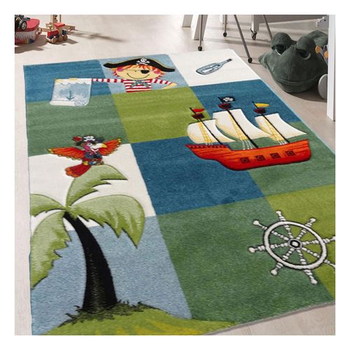 Tapis Enfant 240x340 Rectangle Tissé Bleu Lyn8 Pirate