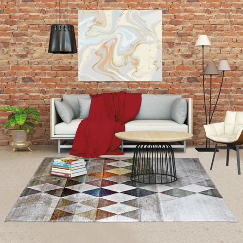 Tapis Salon 160x230 Tissé Beige Rectangle Motif Géométrique Lyn8 Belo 19