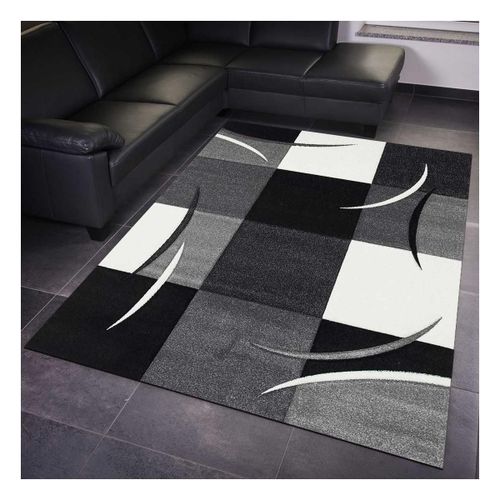 Tapis Salon 120x170 Tissé Gris Rectangle Motif Damier Lyn8 Comma