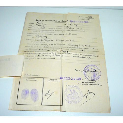 Feuille De Démobilisation Du 7 Août 1940, Saint-Nicolas-De-La-Grave