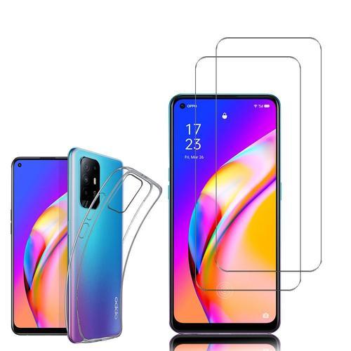 Coque Silicone Pour Oppo A94 5g 6.43" Gel Ultraslim Et Ajustement Parfait - Transparent + 2 Films Verre Trempé - Transparent