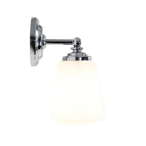 Anton Applique Descendante Salle De Bain Métal Et Verre Opalin H21,5cm