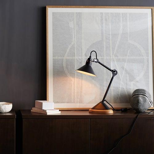 Lampe Gras Nâ°207 Lampe De Bureau Bois/Noir Cône H30cm