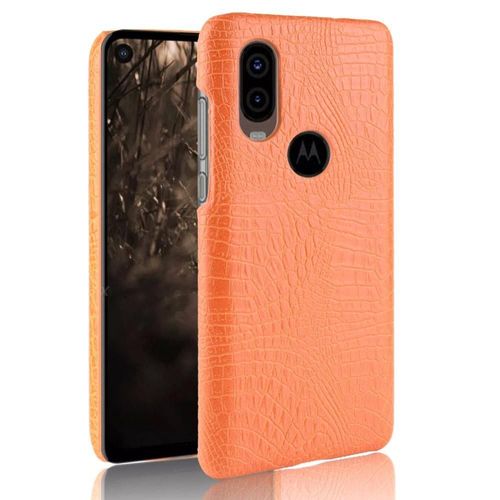 Classique Élégant Étui Pour Motorola One Vision Anti Éraflure Compatibilité Housse De Protection Mode Classique D'alligator - Couleur Orange