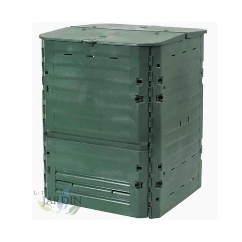 Composteur de Jardin 400 litres 74x74x84 cm, composteur avec couvercle et trappe de vidange - Poubelle de jardin