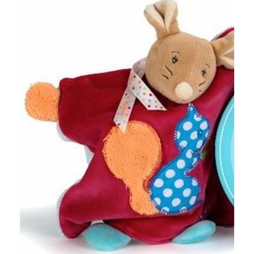 Doudou Souris Colors Marionnette Rouge Ecureuil Peluche Jouet Bebe Naissance