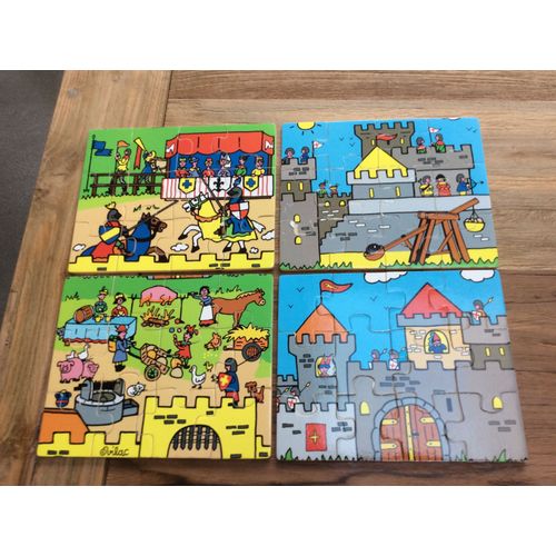 Boîte En Bois De 4 Petits Puzzles Pour Enfants