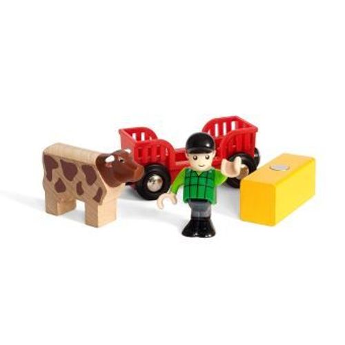 Brio 33879 - Fermier Avec Vache, Wagon Et Foin