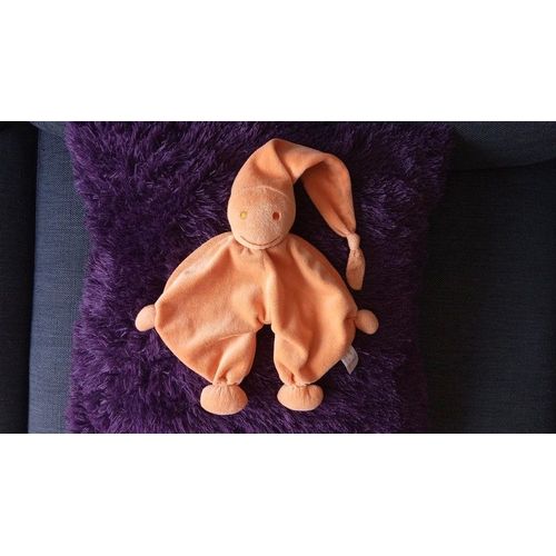 Doudou Lutin Orange Tiamo Etoile Chapeau Pointu Grelot