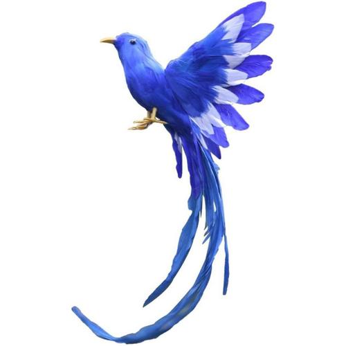 Bleu & Blanc Oiseau Artificielle Plumes Figurine En Plastique Paysage Ornement Jardin Decor No L Bricolage Halloween - #2 (Queue Bleue), 28 * 5 * 3cm