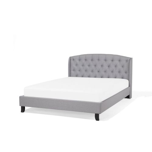 Lit Double En Tissu Gris Clair 140 X 200 Cm Bordeaux