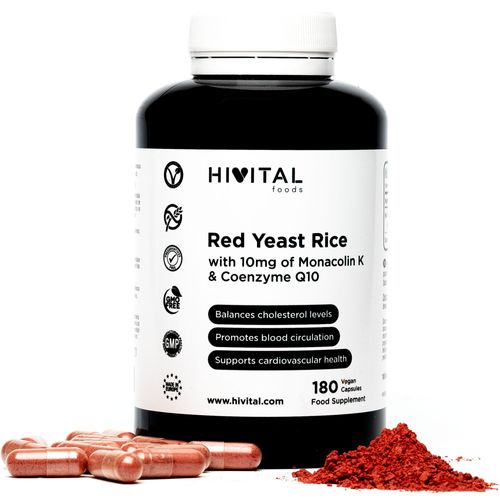 Levure De Riz Rouge Avec Coenzyme Q10. 180 Gélules Végétales. 6 Mois De Traitement. 