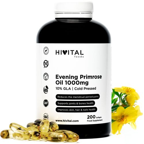 Huile D'onagre 1000 Mg Pressée À Froid Avec 10% Gla. 200 Capsules. Peut Aider À Diminuer Les Symptômes Pré-Menstruels, Ménopausiques Et À Maintenir La Santé De La Peau Et Des Os 