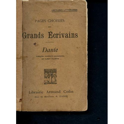 Pages Choisies Des Grands Ecrivains : Dante