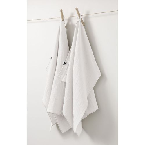 Lot De 2 Essuie-Mains Gaze De Coton 50 X 70 Cm - Blanc Blanc