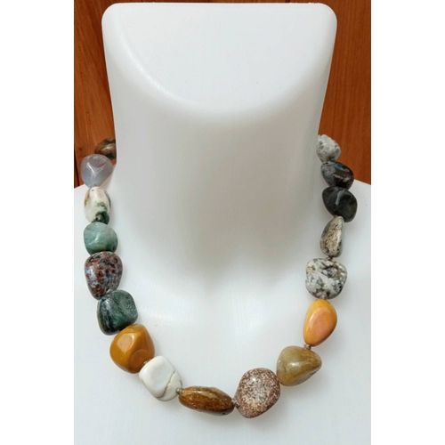 Collier D'agates Diverses Et Jaspes
