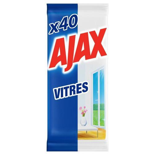 LOT DE 2 - AJAX Lingettes vitres triple action sans traces - paquet de 40 Lingettes