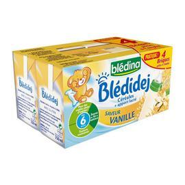 LOT DE 5 - BLEDINA : Blédidej - Céréales lactées vanille dès 6 mois 4 x 250  ml