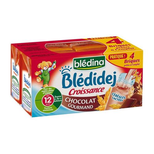 LOT DE 5 - BLEDINA : Blédidej - Céréales lactées Chocolat gourmand Dès 12  mois - 4 x 250 ml