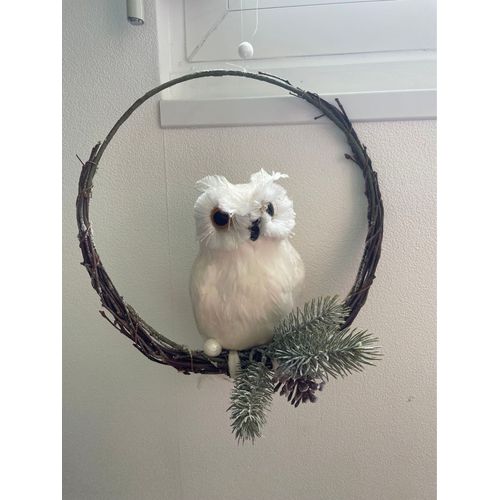 Couronne Chouette Blanche Déco De Noël 