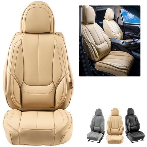 Housses De Siège-Vevor-6 Pcs-Housse De Siège En Simili-Cuir-Design Entièrement Fermé-Voitures Suv Camions-Beige