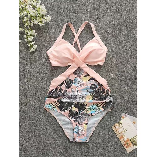 Maillot De Bain Une Pièce Imprimé,Couleur Unie,Col Licou,Monokini,Rembourré,Pour Femmes,Vêtements De Plage,Batterie,Été,2023