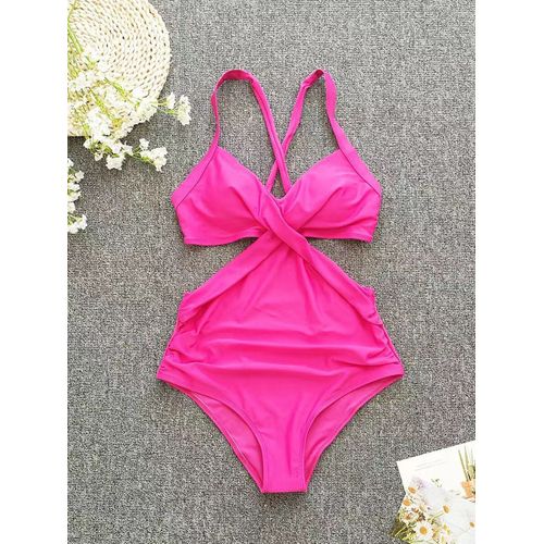 Maillot De Bain Une Pièce Imprimé,Couleur Unie,Col Licou,Monokini,Rembourré,Pour Femmes,Vêtements De Plage,Batterie,Été,2023