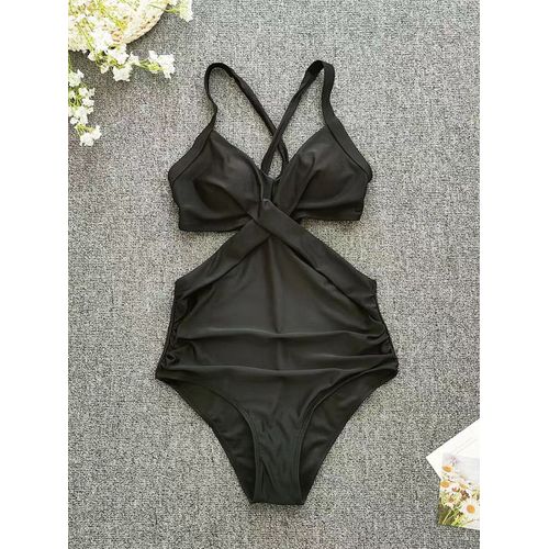 Maillot De Bain Une Pièce Imprimé,Couleur Unie,Col Licou,Monokini,Rembourré,Pour Femmes,Vêtements De Plage,Batterie,Été,2023