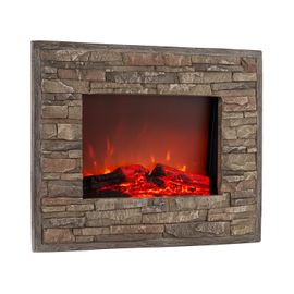 Klarstein Alpbach - Cheminée Électrique, 1800 W, 2 Niveaux De Chauffage, 65 X 51,5 X 14 Cm, Effet Flamme Réaliste Avec Braises, Fenêtre De Visualisation, Cadre En Résine Aspect Pierre - Brun