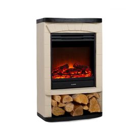 Klarstein Carinthia - Cheminée Électrique, 900/1800 W, 2 Niveaux De Chauffage, Openwindow Detection, Simulation De Flamme Led, Chauffage Indépendant, 5 Niveaux De Luminosité - Crème