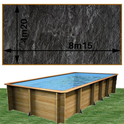 Piscine en bois woodfirst original 800 x 400 x h146 - liner imprimé ardoise