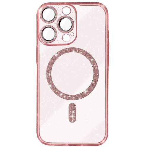 Coque Magsafe Pour Iphone 14 Pro Silicone Pailleté Rose Champagne