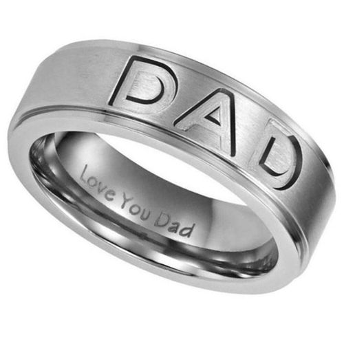 Bague Gravée Love You Dad En Titane Pour Hommes, Bijoux De Famille, Cadeau D'anniversaire