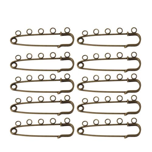 Broches De Bricolage En Bronze Argenté, 5 Trous, Sécurité, Résultats De Bijoux, Broche Perforée, 10 Pièces