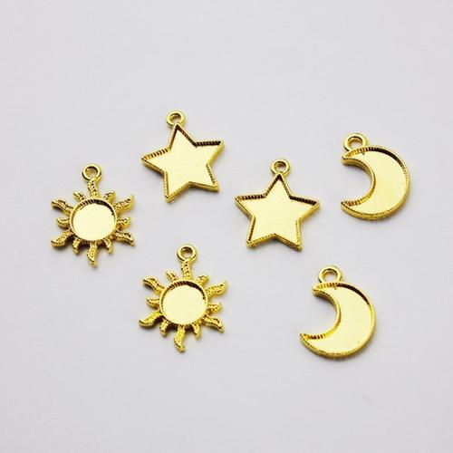 Pendentif En Forme D'étoile, De Lune, De Soleil, Cadre Métallique, Réglage De Lunette Ouverte, Cabochon, Résine Uv, Breloque, Bijoux, Fabrication Artisanale, 30 Pièces