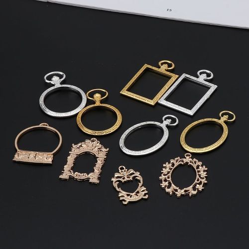 Lot De 10 Montres De Poche Rondes En Métal, Cadre Doré, Pendentif, Breloques, Cabochon, Ensemble De Breloques En Résine Uv