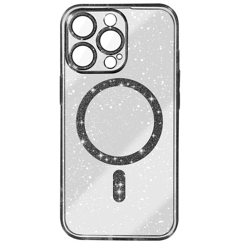 Coque Magsafe Pour Iphone 15 Pro Silicone Pailleté Noir