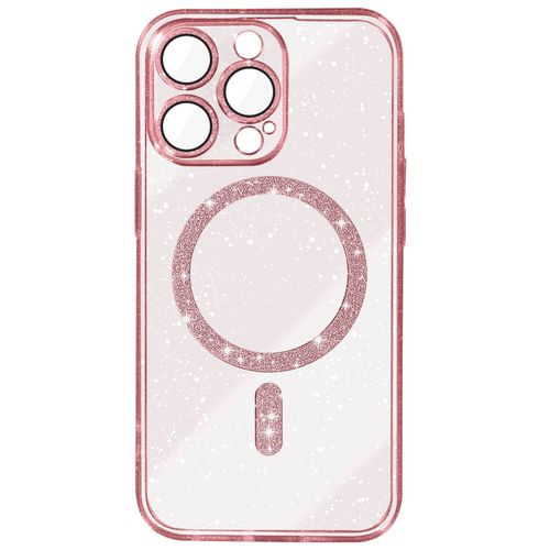 Coque Magsafe Pour Iphone 15 Pro Max Silicone Pailleté Rose Champagne
