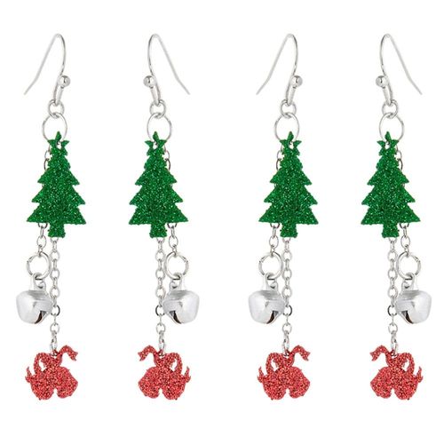 2 Paires De Boucles D'oreilles De Noël Pour Filles, Pendentif, Arbre De Noël