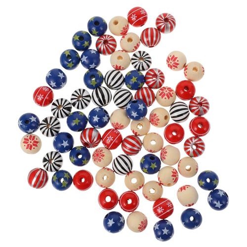 Perles Colorées En Bois, 70 Pièces, Pendentif De Noël, Bricolage, Perles D'espacement Exquises