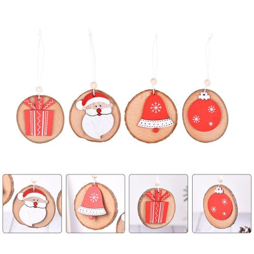 Cloches De Noël, Décoration, Pendentifs Suspendus, Artisanat En Bois, 8 Pièces