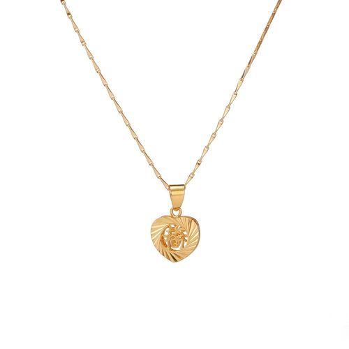 Collier En Or Jaune 24k Rempli De C¿Urs Épais, Pendentifs De Bénédiction Pour Femmes, Porte Bonheur, Chaîne Bijoux