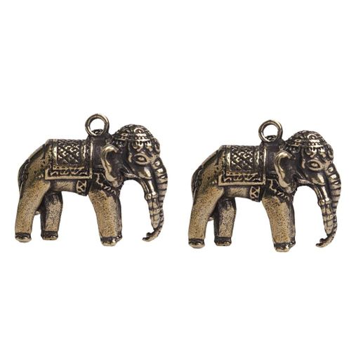 Pendentif En Forme D'éléphant, 2 Pièces, Porte Clés, Bricolage, Artisanat Chic En Laiton