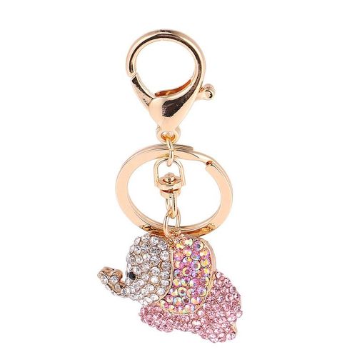 Porte Clés Pendentif De Voiture, Ornement De Sac Suspendu, Décorations En Forme D'éléphant, Strass Coloré, Design Pour Amis Enfants (Rose)