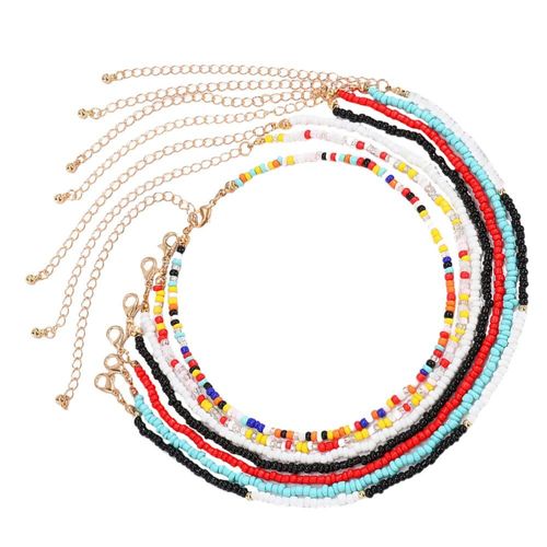 Collier Créatif Élégant, Couleur Mixte, Perle De Riz, Bijoux, 7 Pièces