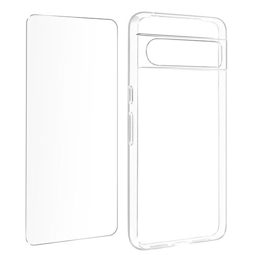 Coque Pour Google Pixel 8 Pro Silicone Gel Et Verre Trempé 9h Transparent