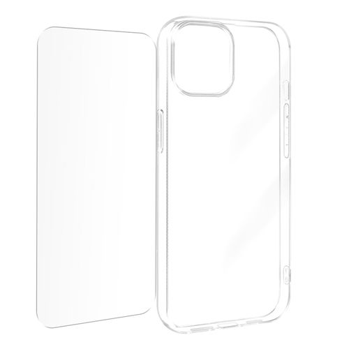 Coque Pour Iphone 15 Plus Silicone Gel Et Verre Trempé 9h Transparent