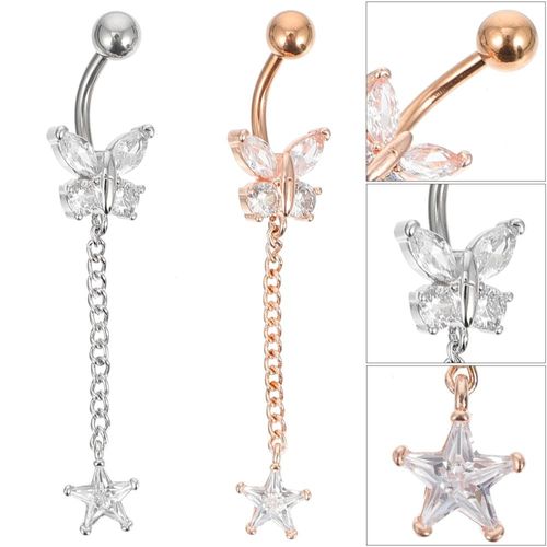 Bijoux Pour Filles, 2 Pièces, Anneau De Ventre, De Nombril, Décor