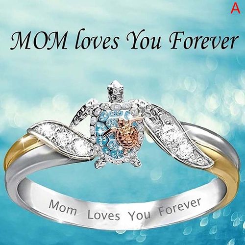 Petites Bagues De Tortue Uniques Pour Mères, Bague En Zircon Doré, Bijoux Cadeau Pour Maman Fille